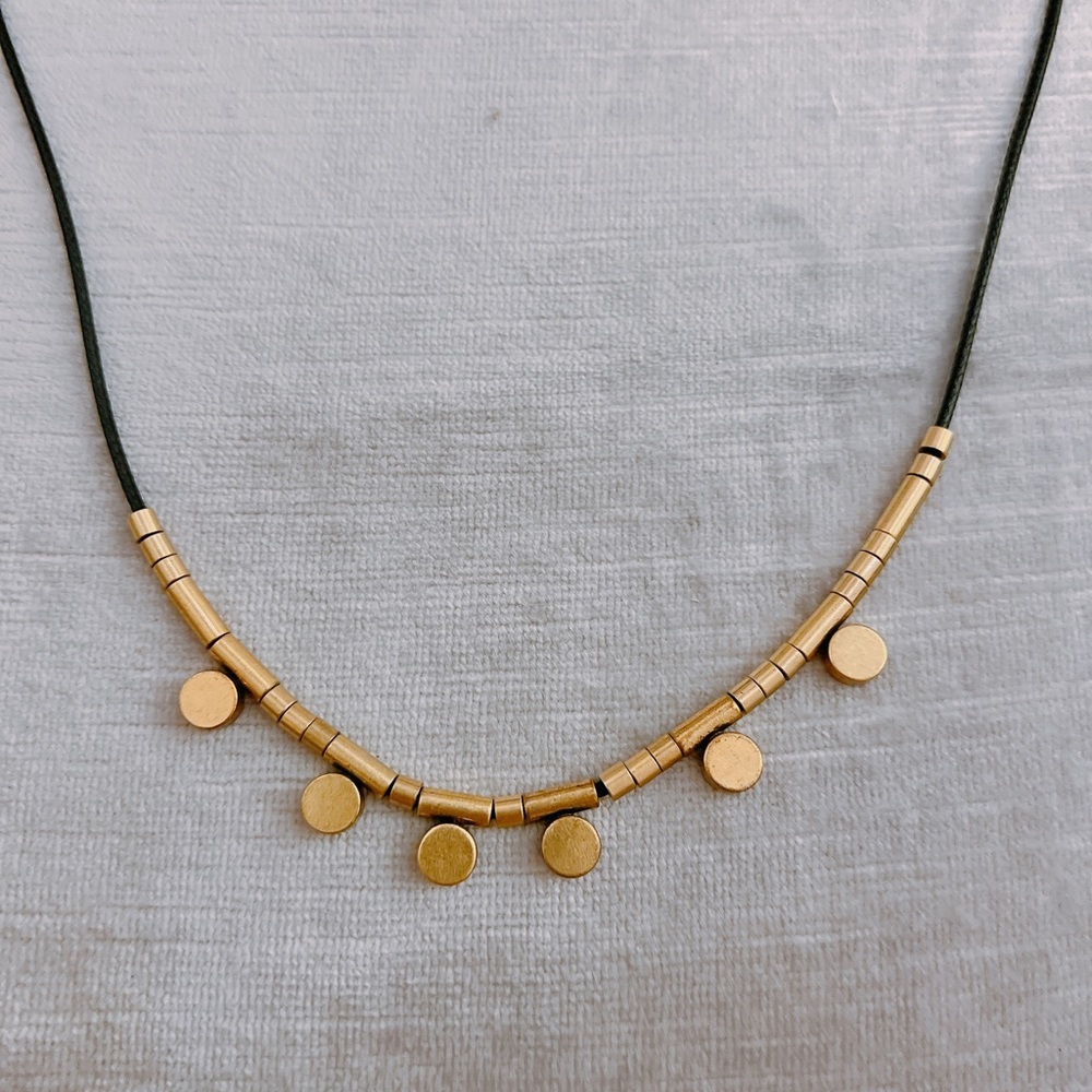 J.Crew metal & leather necklace